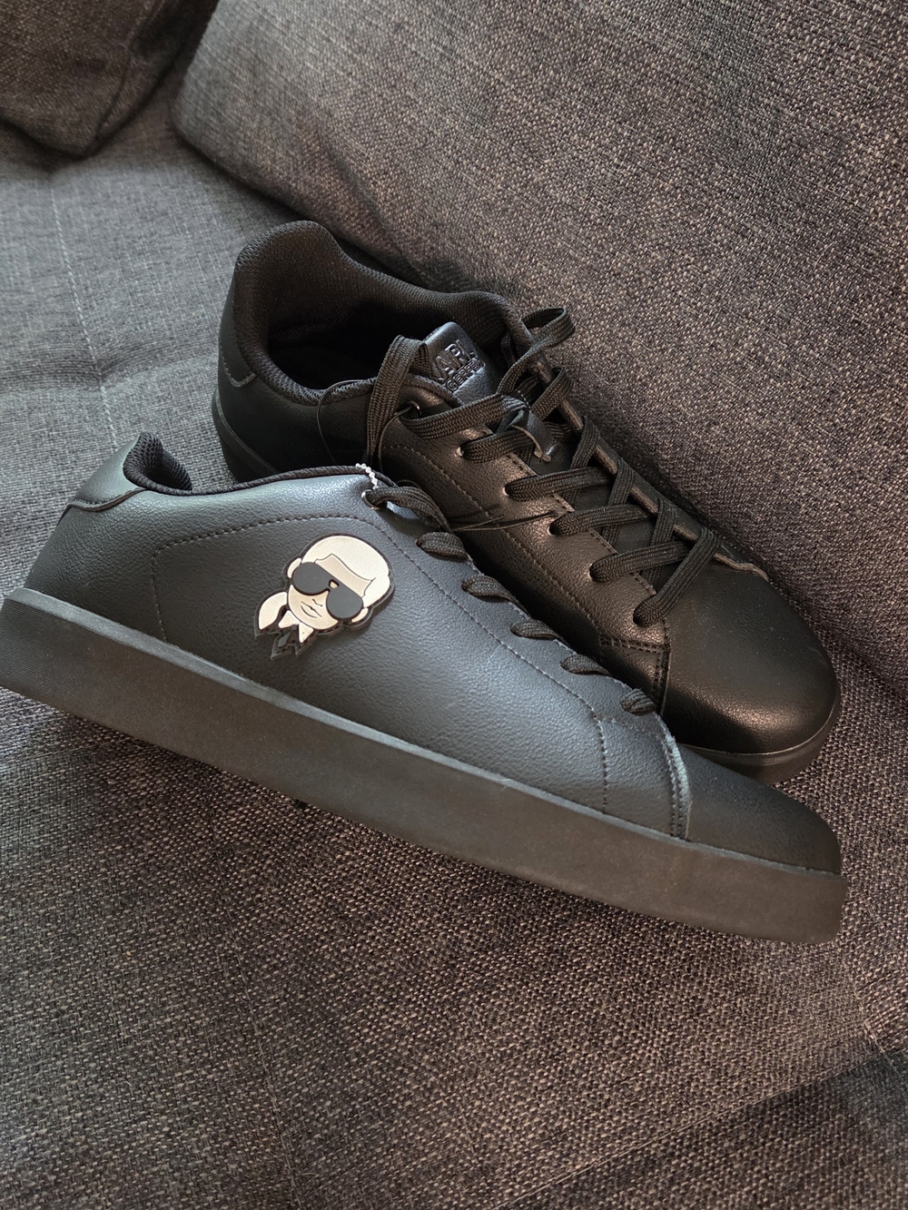 Karl Lagerfeld Black Low-Top Sneakers with Icon Patch